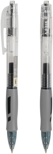 Набор ручек гелев. автоматическая Deli Arris (EG09-BK-P) прозрачный/серый d=0.5мм черн. черн. кор.карт. (12шт) резин. манжета