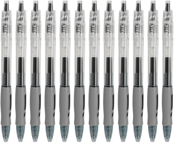 Набор ручек гелев. автоматическая Deli Arris (EG09-BK-P) прозрачный/серый d=0.5мм черн. черн. кор.карт. (12шт) резин. манжета