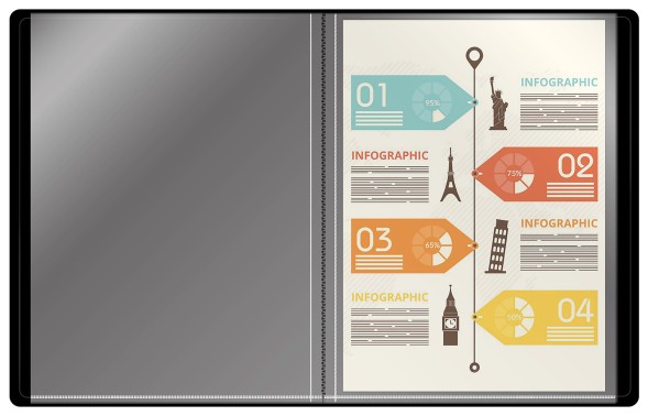 Папка с 100 прозр.вклад. Бюрократ DeLuxe DLVBOX100BLCK A4 пластик 0.7мм черный в коробе