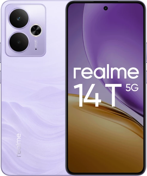 Смартфон Realme RMX5078 14T 5G 256Gb 12Gb фиолетовый моноблок 3G 4G 2Sim 6.67&amp;quot; 1080x2400 Android 15 50Mpix 802.11 a/b/g/n/ac NFC GPS GSM900/1800 GSM1900 Protect