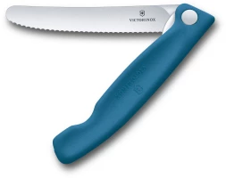Нож кухонный Victorinox Swiss Classic 6.7832.FC1 стальной универсальный для овощей лезв.110мм серрейт. заточка синий карт.коробка
