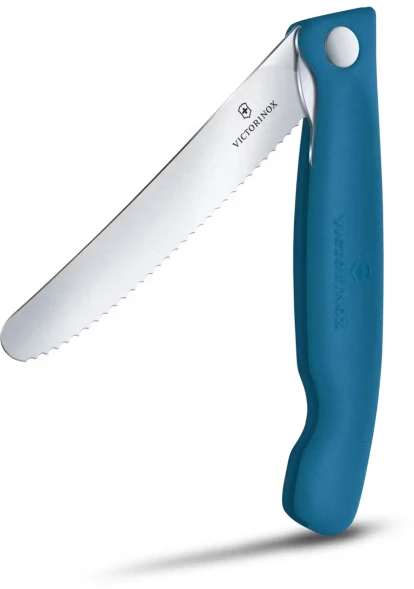 Нож кухонный Victorinox Swiss Classic 6.7832.FC1 стальной универсальный для овощей лезв.110мм серрейт. заточка синий карт.коробка