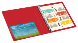 Папка на 4-х кольцах Бюрократ -0827/4RRED A4 пластик 0.7мм кор.27мм внутр. с вставкой красный