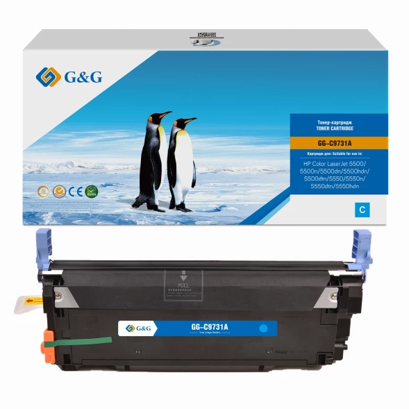 Картридж лазерный G&amp;amp;G GG-C9731A C9731A голубой (12000стр.) для HP CLJ 5500/5500n/5500dn/5500hdn/5500dtn/5550/5550n/5550dtn/5550hdn
