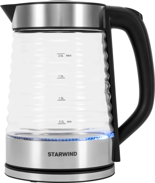Чайник электрический Starwind SKG2111 2л. 1800Вт черный/прозрачный корпус: стекло