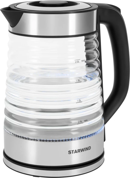 Чайник электрический Starwind SKG2111 2л. 1800Вт черный/прозрачный корпус: стекло