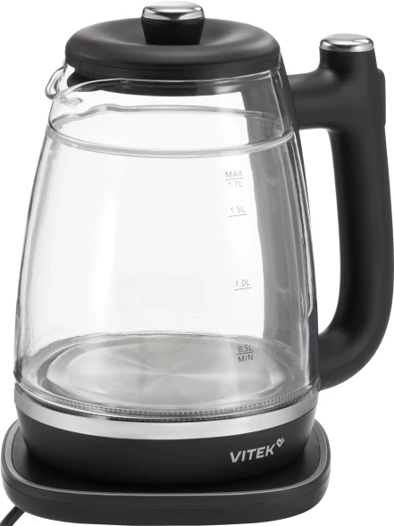 Чайник электрический Vitek VT-WK1074 1.7л. 1800Вт черный корпус: стекло