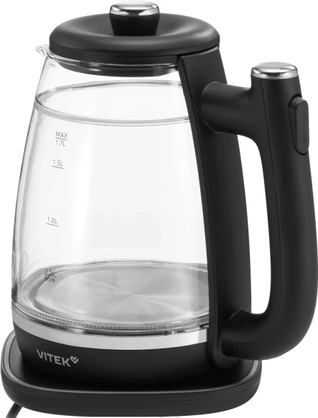 Чайник электрический Vitek VT-WK1074 1.7л. 1800Вт черный корпус: стекло