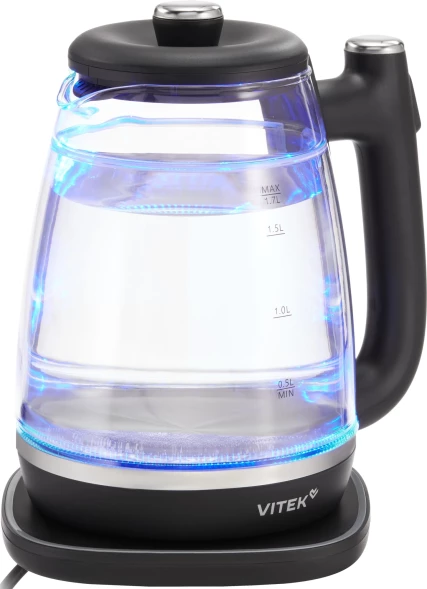 Чайник электрический Vitek VT-WK1074 1.7л. 1800Вт черный корпус: стекло