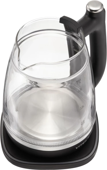 Чайник электрический Vitek VT-WK1074 1.7л. 1800Вт черный корпус: стекло