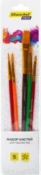 Набор кистей Silwerhof Color синтетика (наб.5шт) синт.круг.№3/плос.№2,6,14/овал.№1