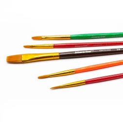 Набор кистей Silwerhof Color синтетика (наб.5шт) синт.круг.№3/плос.№2,6,14/овал.№1