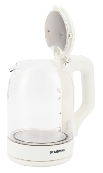 Чайник электрический Starwind SKG1056 1.8л. 2000Вт белый/прозрачный корпус: стекло