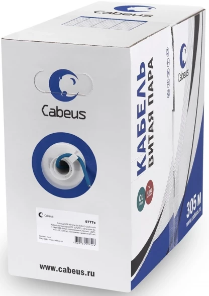 Кабель информационный Cabeus UTP-4P-Cat.5e-SOLID-LSZH-BL кат.5E U/UTP 4 пары LSZH внутренний 305м синий