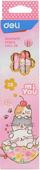 Карандаш ч/г Deli MiYou EC012-2B 2B шестигран. карт.кор. (12шт)