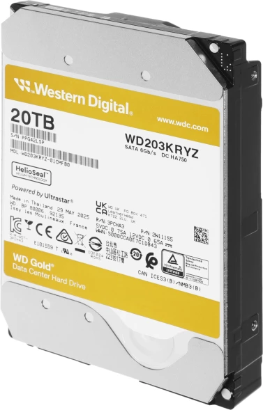 Жесткий диск WD SATA-III 20TB WD203KRYZ Server Gold 512E (7200rpm) 512Mb 3.5&amp;quot;