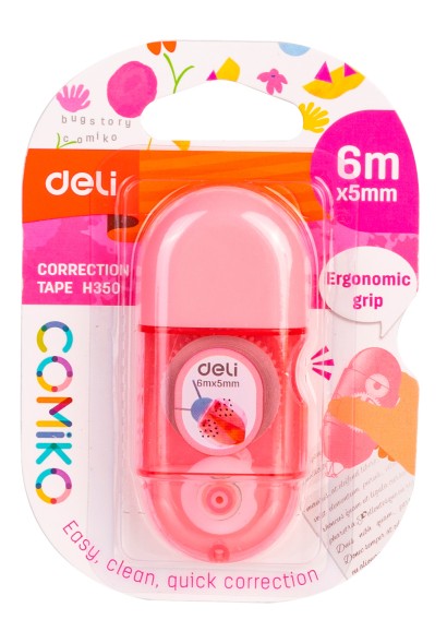 Лента коррект. Deli EH350 6мх5мм ассорти корпус белый блистер