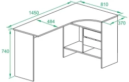 Стол для компьютера Сокол СПм-25 Л столешница ЛДСП белый 145x74x81см (00-00010611)