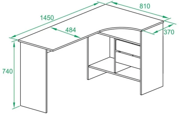 Стол для компьютера Сокол СПм-25 Л столешница ЛДСП белый 145x74x81см (00-00010611)