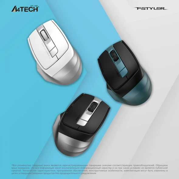 Мышь A4Tech Fstyler FB35C серый/черный оптическая (2000dpi) беспроводная BT/Radio USB (6but)