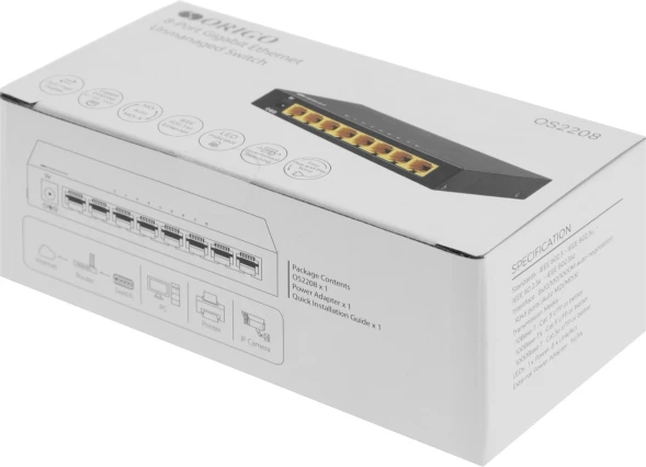 Коммутатор Origo OS2208 OS2208/A1A 8x1Гбит/с неуправляемый