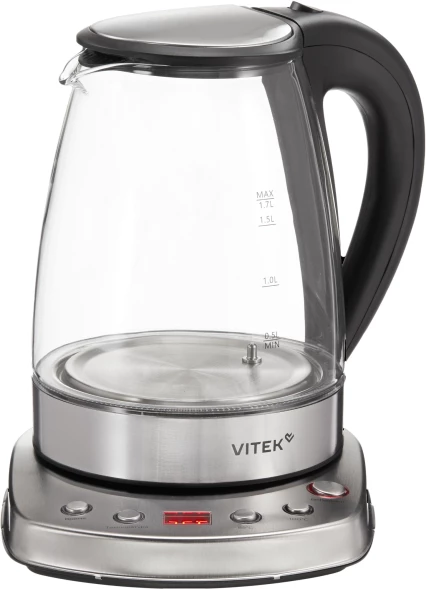 Чайник электрический Vitek VT-WK1075 1.7л. 1800Вт серебристый/черный корпус: металл/пластик