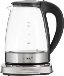 Чайник электрический Vitek VT-WK1075 1.7л. 1800Вт серебристый/черный корпус: металл/пластик