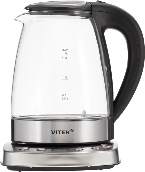 Чайник электрический Vitek VT-WK1075 1.7л. 1800Вт серебристый/черный корпус: металл/пластик