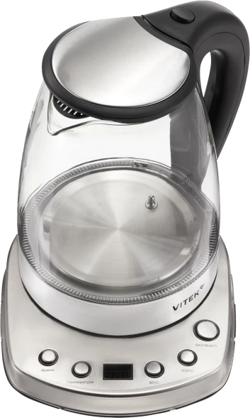 Чайник электрический Vitek VT-WK1075 1.7л. 1800Вт серебристый/черный корпус: металл/пластик