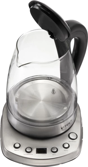 Чайник электрический Vitek VT-WK1075 1.7л. 1800Вт серебристый/черный корпус: металл/пластик