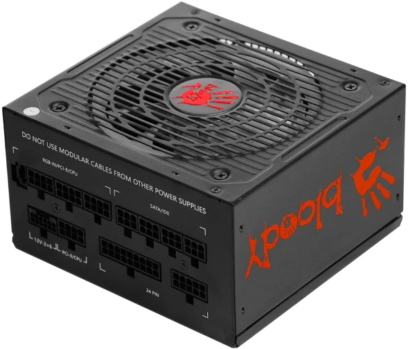 Блок питания Bloody ATX 750W BD-PS750G 80+ gold (20+4pin) APFC 120mm fan color LED 6xSATA Cab Manag RTL