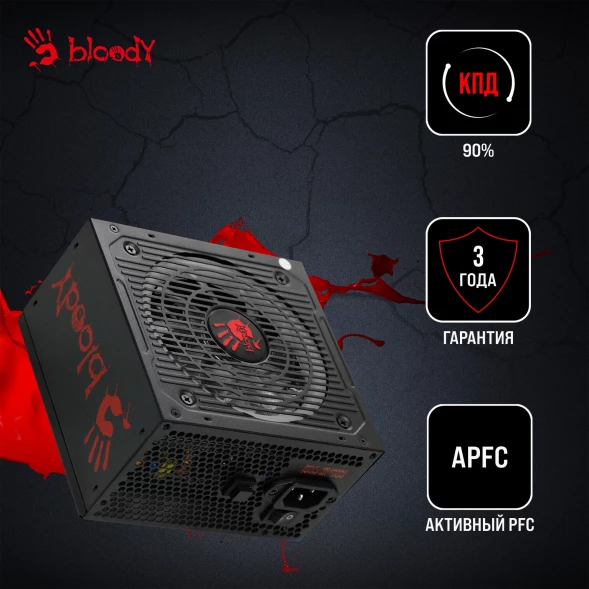 Блок питания Bloody ATX 750W BD-PS750G 80+ gold (20+4pin) APFC 120mm fan color LED 6xSATA Cab Manag RTL