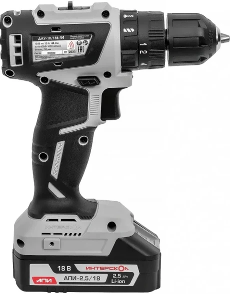 Дрель-шуруповерт Интерскол ДАУ-10/18В аккум. патрон:быстрозажимной (кейс в комплекте) (769.2.2.45)