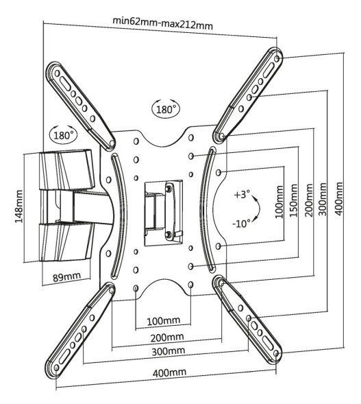 Кронштейн для телевизора Ultramounts UM901 черный 32&amp;quot;-55&amp;quot; макс.30кг настенный поворотно-выдвижной и наклонный
