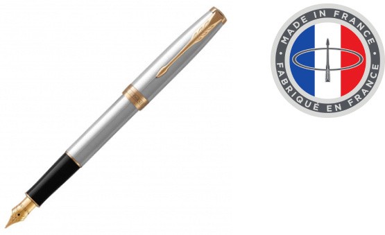 Ручка перьев. Parker Sonnet Core F527 (CW1931504) Stainless Steel GT F сталь нержавеющая подар.кор.