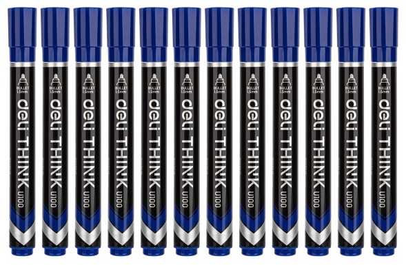 Маркер перманентный Deli EU10030 Think круглый пиш. наконечник 1.5мм синий