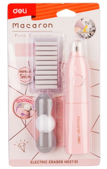 Ластик Deli EH02701 Macaron 128х27х22мм ассорти с вентилятором блистер