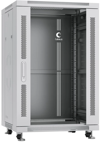 Шкаф коммутационный Cabeus (SH-05C-18U60/80) напольный 18U 600x800мм пер.дв.стекл металл 800кг серый 700мм 57.2кг 220град. 988мм IP20 сталь
