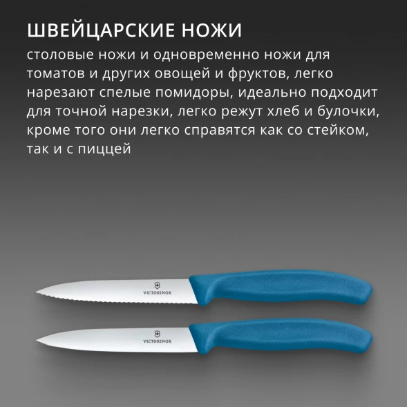 Набор ножей Victorinox Swiss Classic 6.7792.2C1 компл.:2предм. синий европодвес