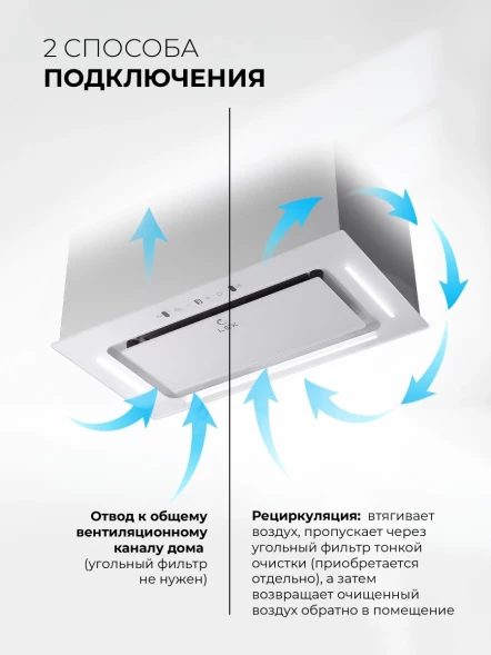 Вытяжка встраиваемая Lex Aura 600 Inverter WH белый управление: сенсорное (1 мотор)