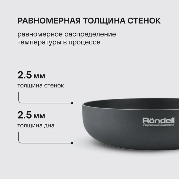 Сковорода Rondell Arabesco RDA-776 круглая 24см покрытие: Xylan Plus ручка несъемная (без крышки) серый