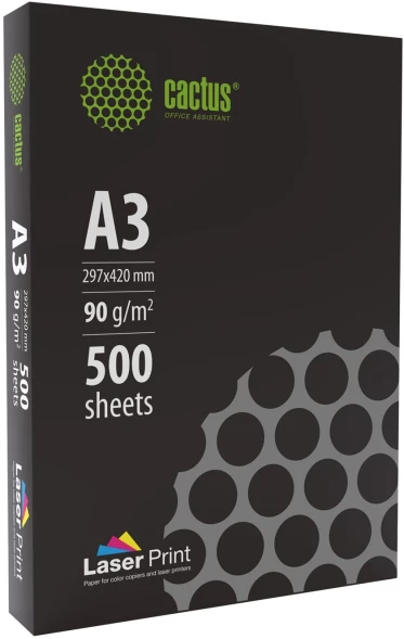 Бумага Cactus CS-LPA390500 A3/90г/м2/500л./белый CIE170% для лазерной печати