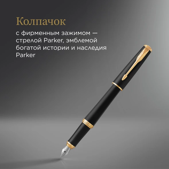 Ручка перьев. Parker Urban Core F309 (1931593) Muted Black GT F сталь нержавеющая подар.кор.