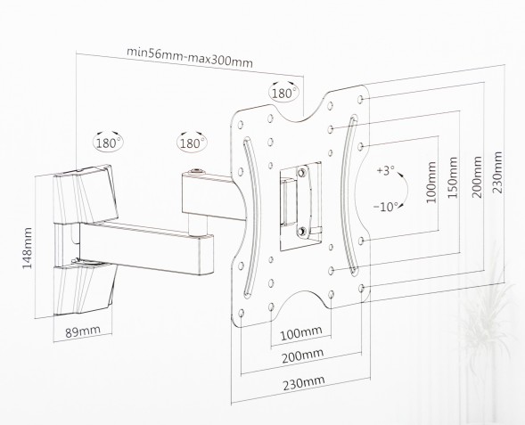 Кронштейн для телевизора Ultramounts UM899 черный 23&amp;quot;-43&amp;quot; макс.20кг настенный поворотно-выдвижной и наклонный