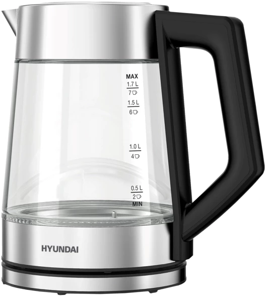 Чайник электрический Hyundai HYK-G4402 1.7л. 2200Вт черный/серебристый корпус: стекло