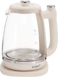 Чайник электрический Vitek VT-WK1072 1.7л. 1800Вт слоновая кость корпус: стекло