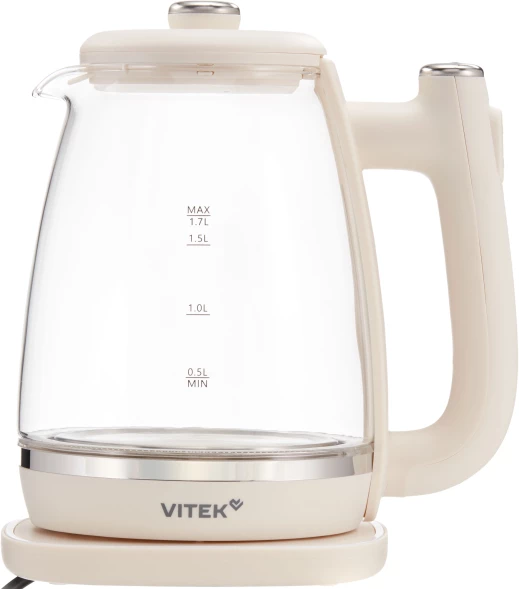 Чайник электрический Vitek VT-WK1072 1.7л. 1800Вт слоновая кость корпус: стекло