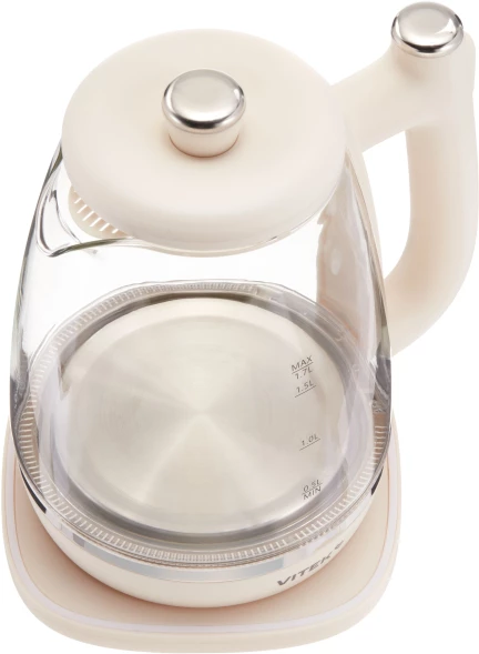 Чайник электрический Vitek VT-WK1072 1.7л. 1800Вт слоновая кость корпус: стекло