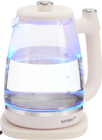 Чайник электрический Vitek VT-WK1072 1.7л. 1800Вт слоновая кость корпус: стекло