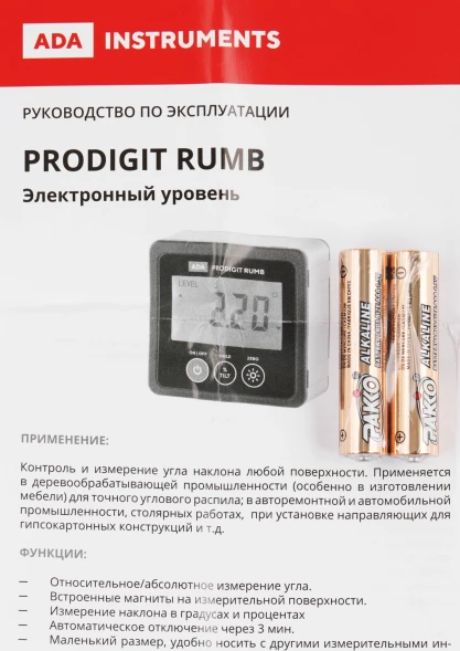 Угломер Ada Pro-Digit RUMB электронный магнит. черный (А00481)